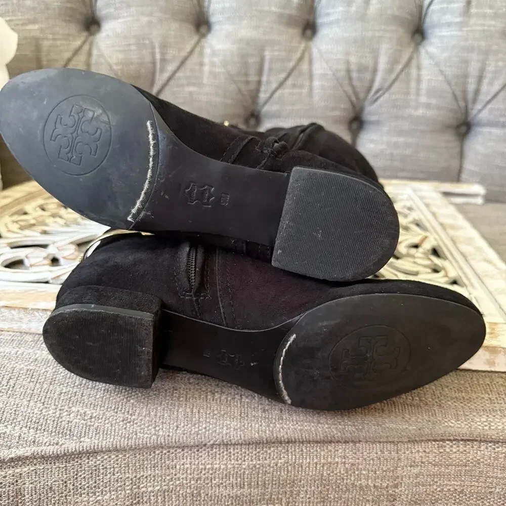 Tory Burch Black Tall Suede Leather Boots Women’s 9